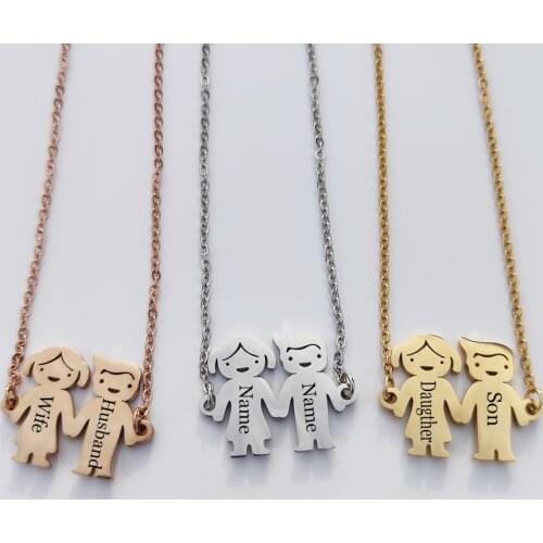 Baby Boy Girl Custom Necklace Family Love Mom Dad Son Daughter Necklaces Gifts Stainless Steel Pendants Engraved Name Date