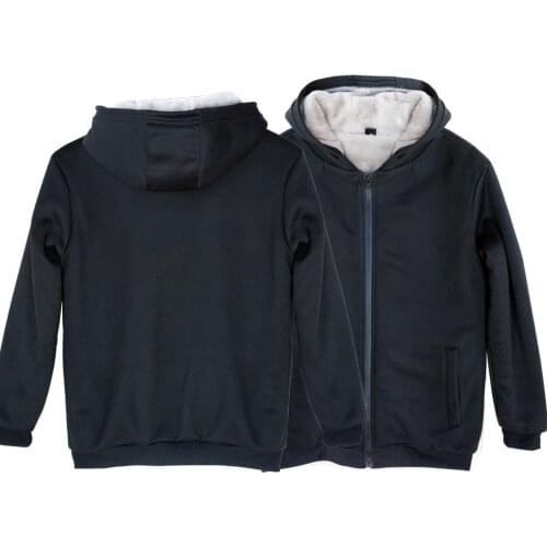 Boys Man Full Zip Plus Velvet Parkas Size XXS 4XL Solid Black Navy Blue Gray Red White couple clothes Autumn Winter ZIIART