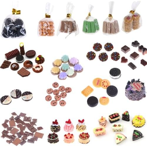 Biscuits Dessert Cookies Chocolate Glass Can Miniature Dollhouse Kitchen Decoration Bakery For Children Kids Pretend Play Toys