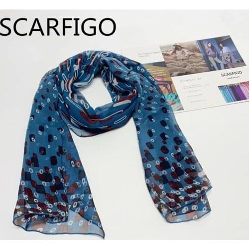 SCARFIGO 140*35cm Luxury Printing Silk Scarves For Women Shawls Spring Summer Neck Scarf muslim hair band