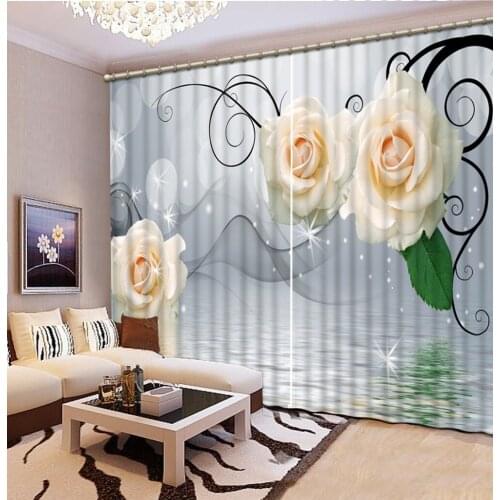 Flower curtains photo Blackout Window Drapes Luxury 3D Curtains For Living room Bed room Office modern curtains