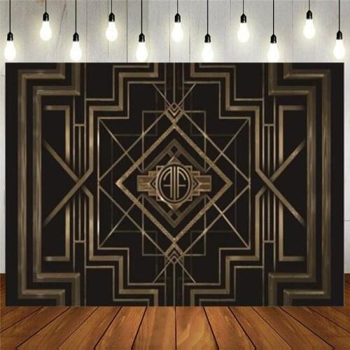 Great Black And Gold Birthday Photography Backdrop Adults Child Party Golden Banner Background Newborn Baby Shower Decoration