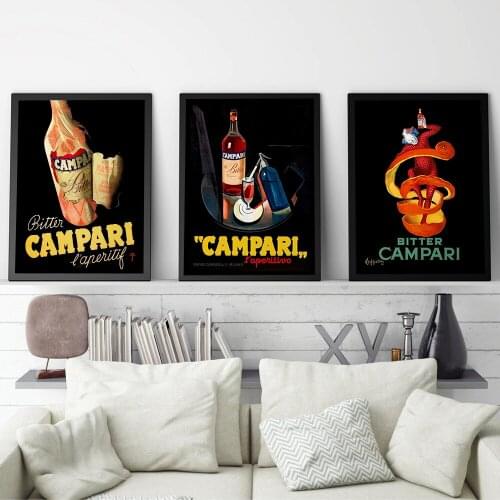 Vintage Italian Campari Orange Peel Cafe Restaurant Wall Art Canvas Poster Modern Abstract Advert Picture For Kitchen Shop Decor