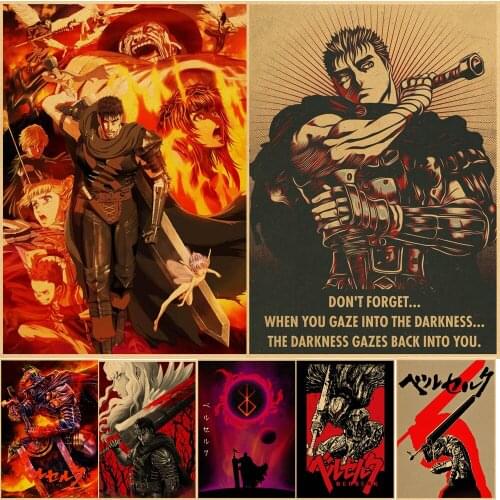 Japanese Anime Berserk Poster Swordsman Gatsu Sacrifice Zodd Decor Wall Stickers Kraft Paper Art Print Home Cartoon Painting