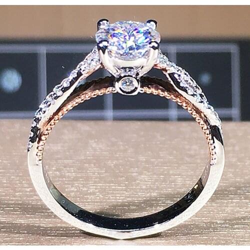 14K White Rose Gold Women Wedding Party Engagement Ring 1 2 3 4 5 Ct Round Moissanite Diamond Ring Vintage Intricately Cross