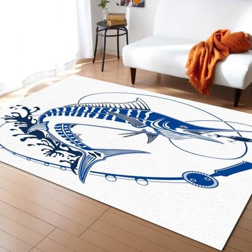 Animal Fish Fishing Hook Bait Ruler Carpet Bedroom Room Bedside Blanket Rug for Living Room Cloakroom Carpet Bedroom Decor