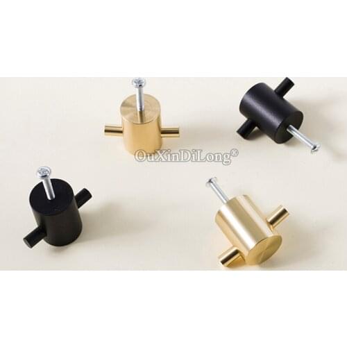 1PCS Black/Gold Brass Furniture Handle Nordic Minimalist Wardrobe Door Pens Drawer Cabinet Pulls Single Hole Copper Knobs GF459