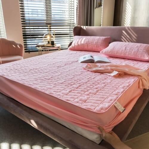 100% Cotton Fabric Anti-bacterial Mattress Protector Thicken Quilted Mattress Cover Bed Fitted Bed Sheet Air-Permeable Bed Pad