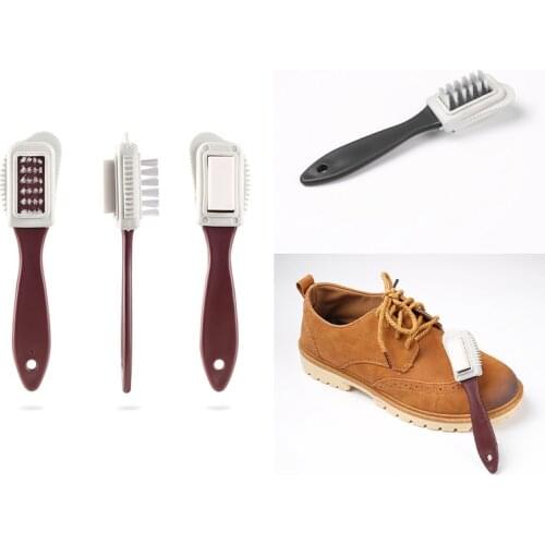 3Side Shoe Brush Black Cleaning Brush For Suede Nubuck Boot Shoes Shape Shoe Cleaner Wholesale Boot Leather Shoes Cleaner Brush