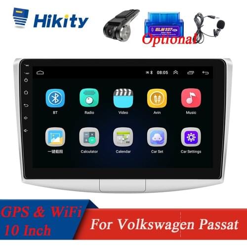 Hikity 10 inch Android Car Radio For VW 2 Din Multimedia MP5 Player GPS WIFI Audio Stereo for Volkswagen Passat 7 B7 2010 2011