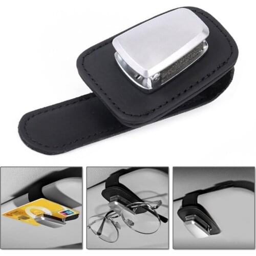 2021 Genuine Leather Car Eyeglass Holder Glasses Storage Clip For Audi Bmw Auto Interior Organize Car Sun Visor Sunglasses Case