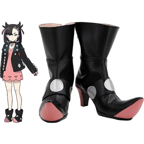 Pokemon Sword/Shield Mamie Cosplay Boots Black High Heel Shoes Custom Made for Halloween Party Cosplay Accessories