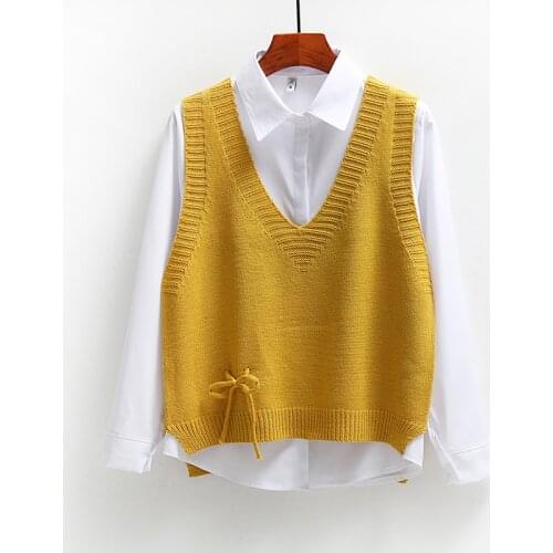 Black yellow Girls Pullover vest sweater Autumn Winter Pink Knitted Women Sweaters vest Sleeveless Warm Sweater Casual oversize
