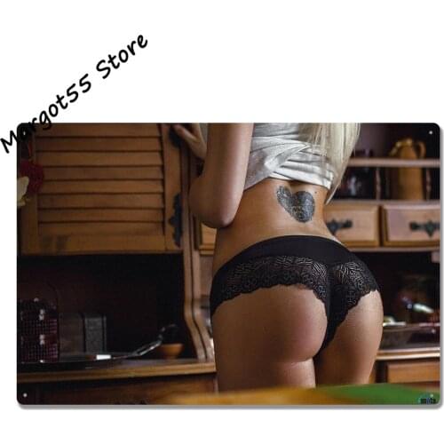 Eeypy Decorative Signs Sexy Women Nude Bum Tattoo Metal Vintage Tin Sign Bar Pub Shop Funny Retro Wall Art Sign 12 X 8 Inch