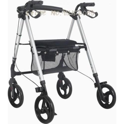 Elderly Walker Trolley Can Sit On Walker Assisted Walking Device Four-wheeled Mobility Multifunctional Portable Shopping Cart