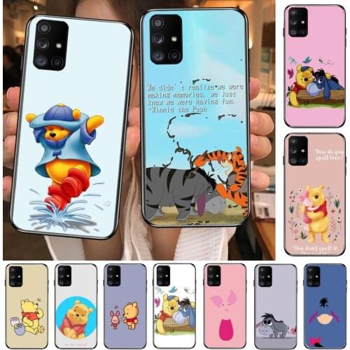 Disney Winnie Bear Yellow Phone Case Hull For Samsung Galaxy A50 A51 A20 A71 A70 A40 A30 A31 A80 E 5G S Black Shell Art Cell Cov