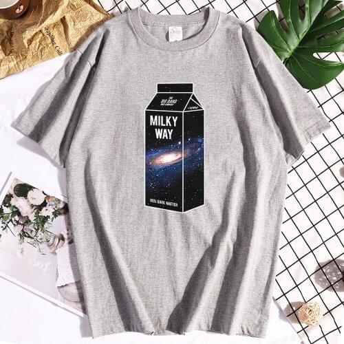 Cotton Milky Way Milk Funny Tshirt Men Short Sleeves Casual All-match Tees Shirts Funny Big Size Mans T-shirts
