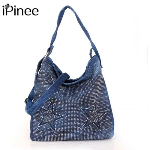 IPinee Large Capacity Luxury Purses And Handbags Women Bags Designer Female Denim Shoulder Crossbody Bags For Women