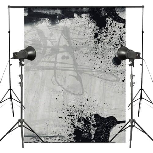 5x7ft Exquisite Black White Inked Photography Backdrop Gray Background Art Photo Studio Backdrop Props