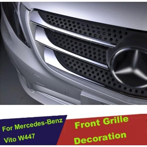 Car body cover protect detector ABS chrome trim Front up Grid Grill Grille For Mercedes Benz Vito W447 2014 2018 2019 sticker