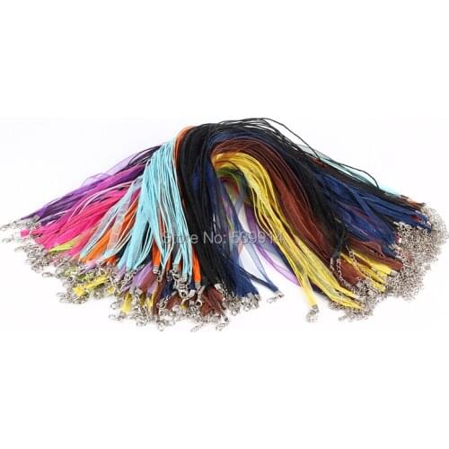 100pcs 18'' Mixed Silk Organza Ribbon Necklace Strap Cord Chain For Jewelry Making