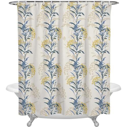 Summer Flower Plant Shower Curtain Home Bath Decorative Waterproof Polyester Fabric Bathroom Curtain