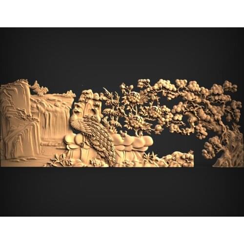 STL Model Panno for CNC Router 3D Printer Artcam Aspire Bas Relief Decorative panel peacock