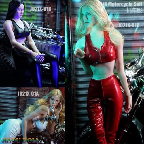 1/6 Scale Female Soldier Clothes Trendy Motorcycle Clothing Girl leather Suit Model for women' plastic body JO