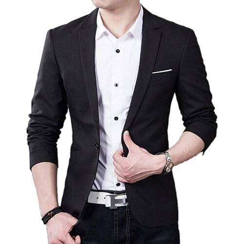 Men\s Fashion Business Casual Long Sleeve Pockets Suits Wedding Suit Coat Men Suit Coat