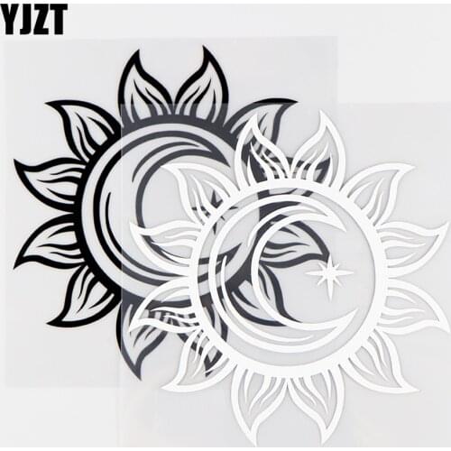 YJZT 13.9X14.5CM Creative Vinyl Decal Sun Moon Star Vinyl Decal Window Fun Car Stickers Black / Silver 10A-0256
