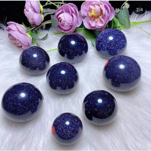 Natural Blue-sand Stone Quartz Crystal Ball Sphere Healing Home Decoration