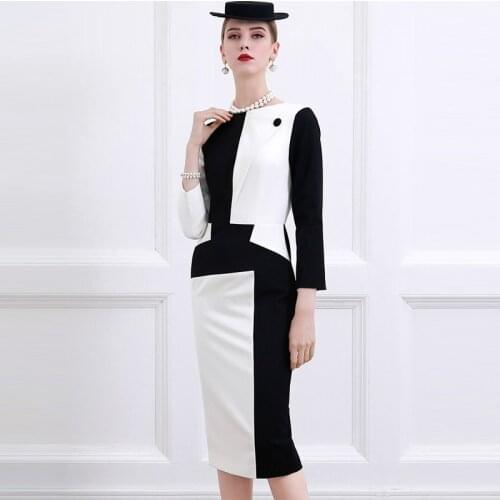 High End Small Fragrance Temperament 2021 Spring New Black And White Professional Dress WomenS Formal Dress