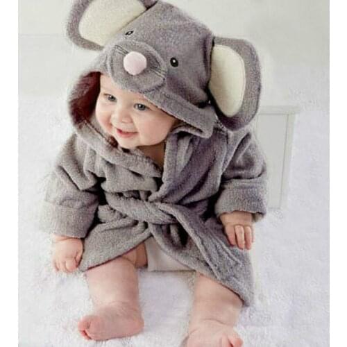 Autumn Winter Lovely Cartoon Baby Nightgown Flannel Skin-friendly Soft Warm Leisure Wear Long Sleeved Comfortable Bathrobe