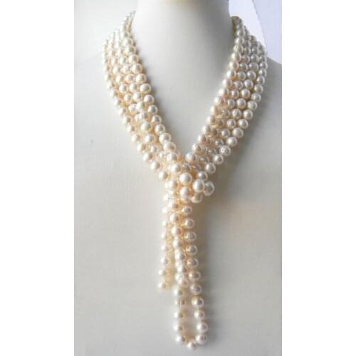 100'' 10mm Round White Freshwater Pearl Necklace