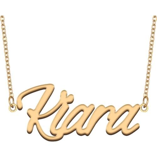 Kiara Name Necklace for Women Stainless Steel Jewelry 18k Gold Plated Nameplate Pendant Femme Mother Girlfriend Gift