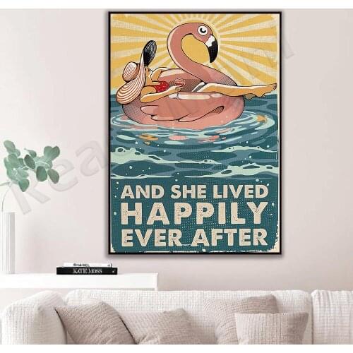 Retro swimming poster, girl swimming wall art, ocean lover gift, mermaid poster