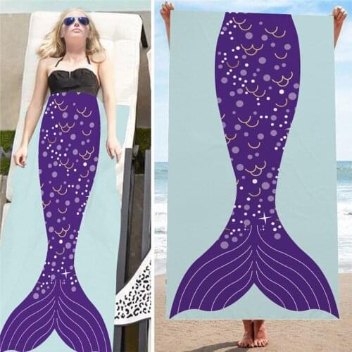 Microfiber Mermaid Tail Beach Bath Towel 150x75cm Summer Sunbathing Towel Outdoor Camping Picnic Pad Beach Mat