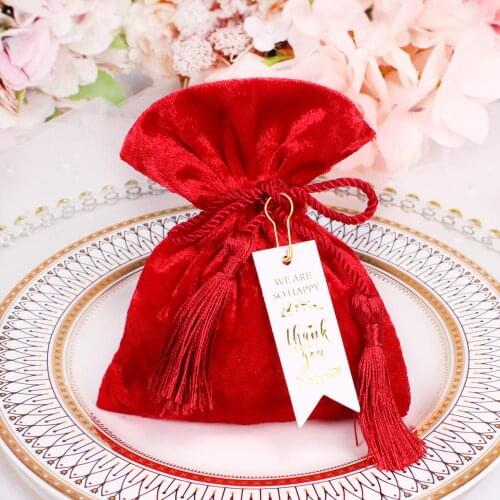 Blue/Red/Burgundy Velvet Pouches Jewelry Packing Little Drawstring Gift Candy Bag Wedding Favor Bags