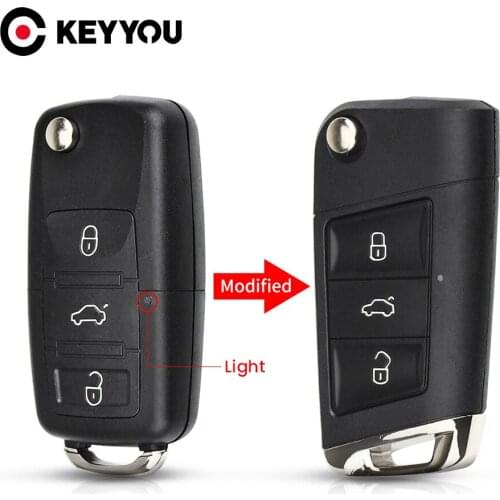 KEYYOU 30pcs Remote Car Key Shell Modified Flip For Volkswagen VW Jetta Golf Passat Beetle Skoda Seat Polo 3 Buttons Replacement