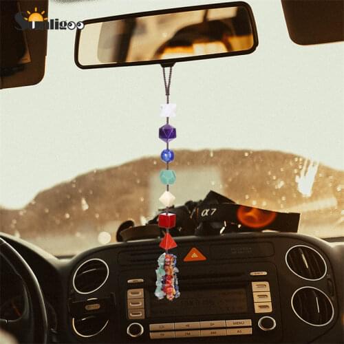 Sunligoo Healing Crystal Plantonic Solids Geometry Hanging Ornament 7 Chakra Gemstones Reiki Yoga Energy Stone Car Home Decor