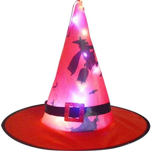 Halloween Glowing Witch Hat Luminous LED Light Wizard Hats Kids Adult Costume Cosplay Props Garden Hanging Pendants Light