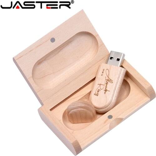 JASTER ( Free custom logo) customer LOGO laser engraving wooden+Box pendrive 8GB 16GB 32GB 64GB USB Flash Drive photography gift