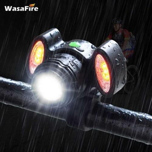 WasaFire Bike Bicycle Light 15000LM XML T6 LED Flashlight USB Rechargeable Headlight Wide floodlight 360 Degrees Rotate Lamp