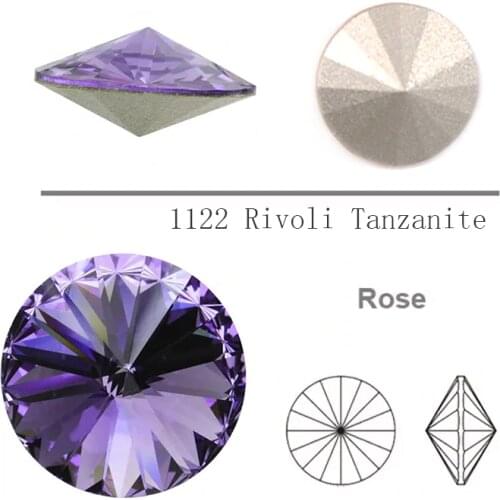 YANRUO 1122 Rivoli Chaton Round Tanzanite Pointback Stones Sewing Glass Rhinestones Sew On Crystals Jewelry For Wedding Dress