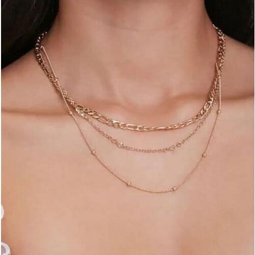 Gold Punk Necklace & Pendant Thick Chain Simple Multi Layer Statement Collar Fashion Trendy Choker Necklace For Women Jewelry