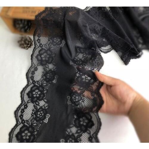 1 Meter Black Color Elastic Lace Trims Black For Garment Accessories Dress Sewing Applique Costume Stretch Lace Fabrics 23cm