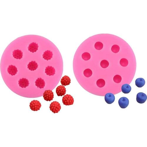 1Pcs 3D Mini Raspberry & Blueberry Silicone Fondant Molds Soap Candle Mulberry Wax Melts Molds Berries Chocolate Candy Mold