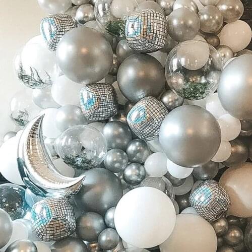 2Pcs 22inch Silver 4D Disco Helium Balloon Birthday Wedding Bar Party Decoration Round Ball Photo Props Kids Toys Globos Gift
