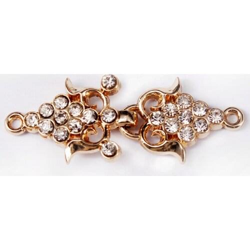 20set Closure Connectors Crystal Rhinestones Button Gold Tone Metal Waist Extender Hooks&Eyes Clasps Garment Fastener NK311