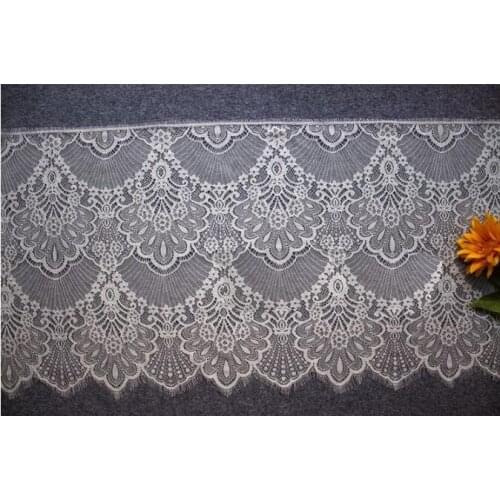 3M / lot 45cm Wide Black White Lace Fabric trim Wedding Decoration Sewing Applique Eyelashes Lace Ribbon